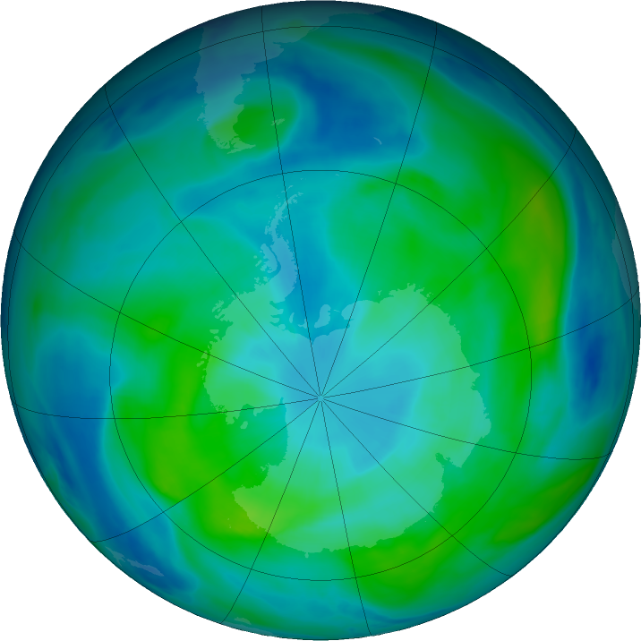 Antarctic ozone map for 07 March 2020